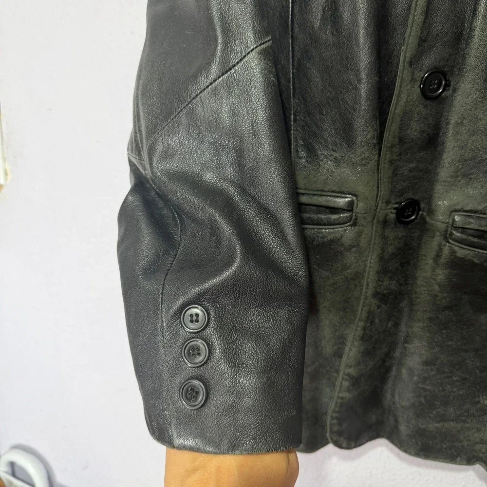 Vintage Wilsons The Leather Experts Mens Black Leather Blazer Jacket  Size M